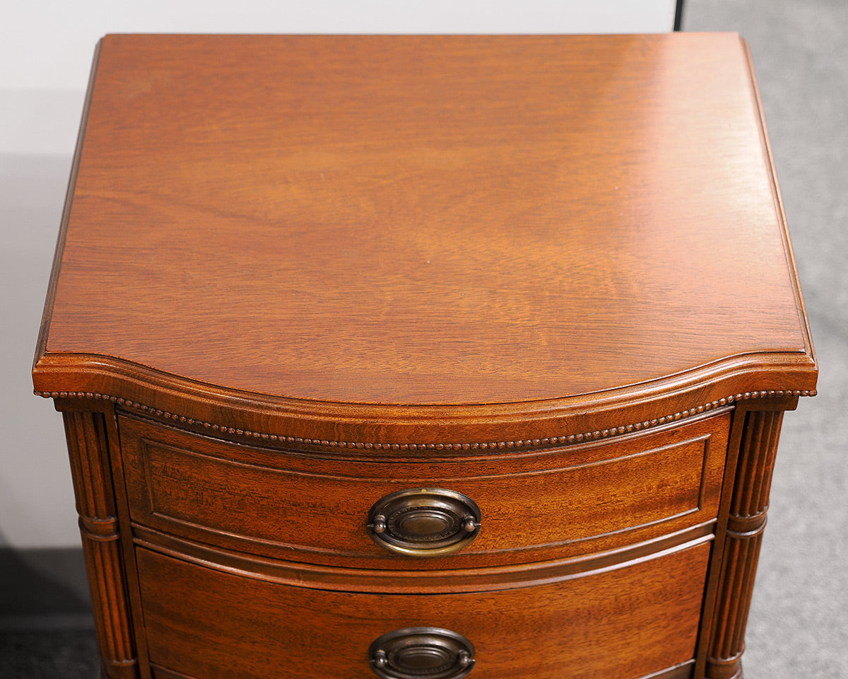 Mahogany 2-drawer Bowfront Nightstand with Brass Edwardian Pulls