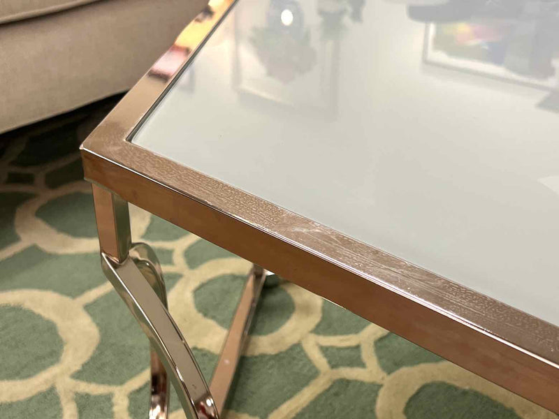 Chrome Cocktail Table w/ Tempered Glass Top