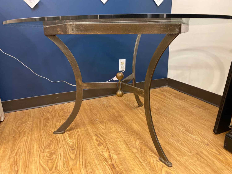 Iron Hexagram Foyer Table with Round Glass Top