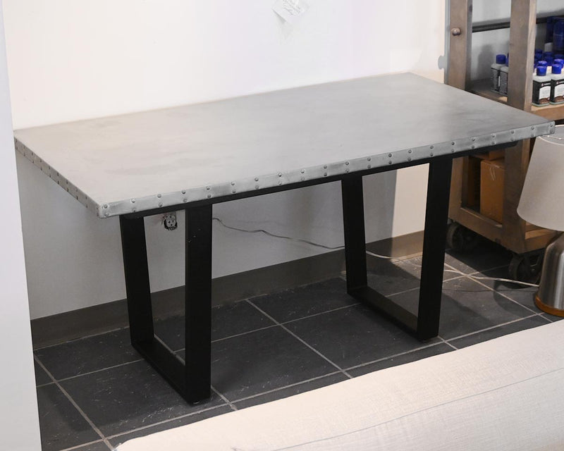 Metal Top Rectangular Dining Table/Writing Desk w/ Black Base
