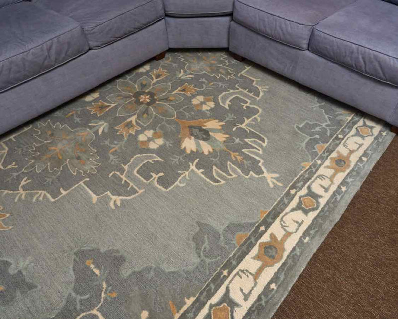Rizzy Home  'Resonant' 100% Wool Pile In Gray/Blue/Ivory & Mustard Area Rug