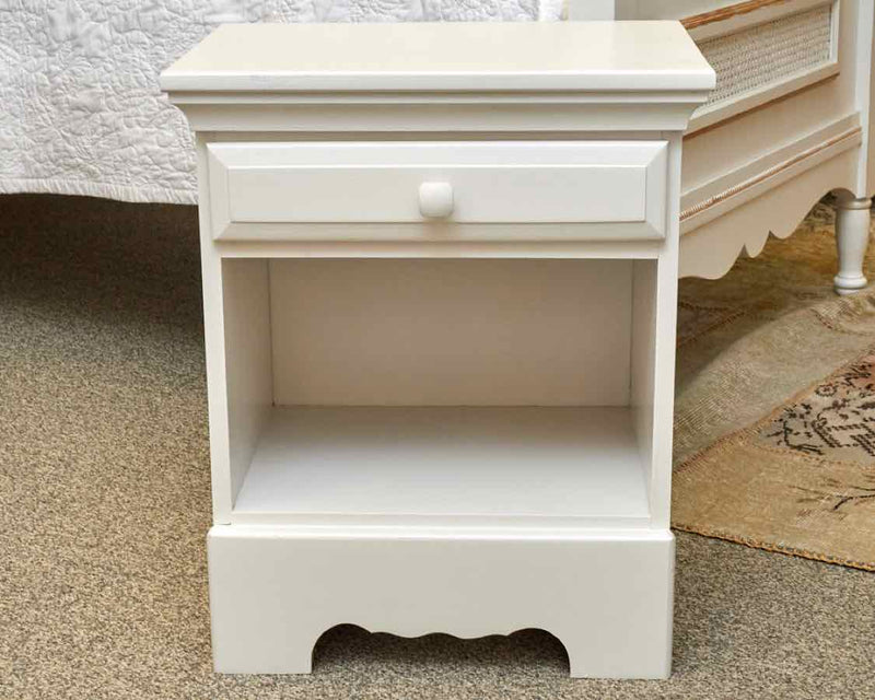 White Single Drawer Nightstand with Shelf