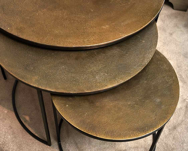Bronze Finish Metal Round Nesting Side Tables