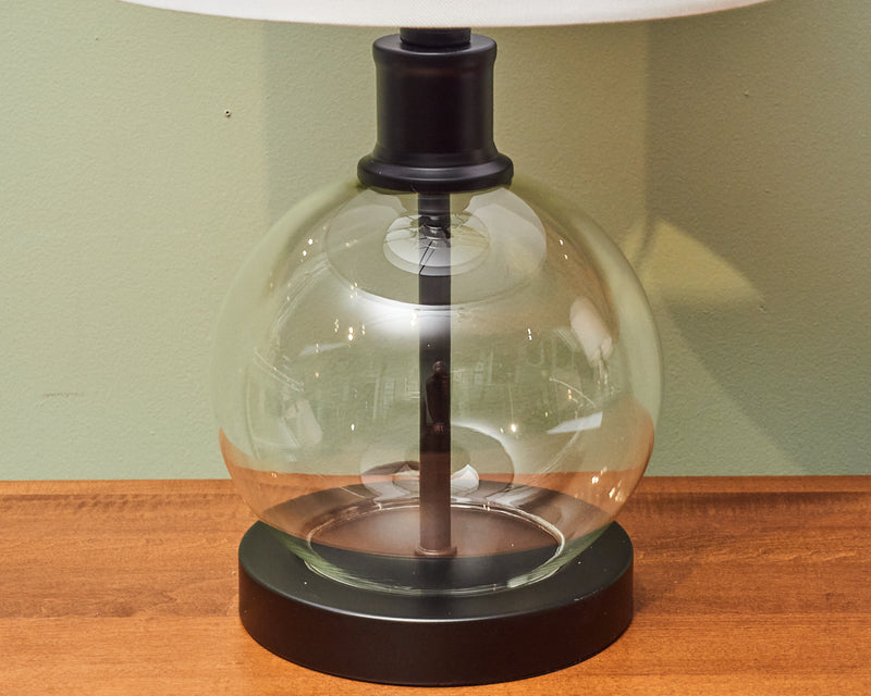 Black Steel Glass Orb Table Lamp
