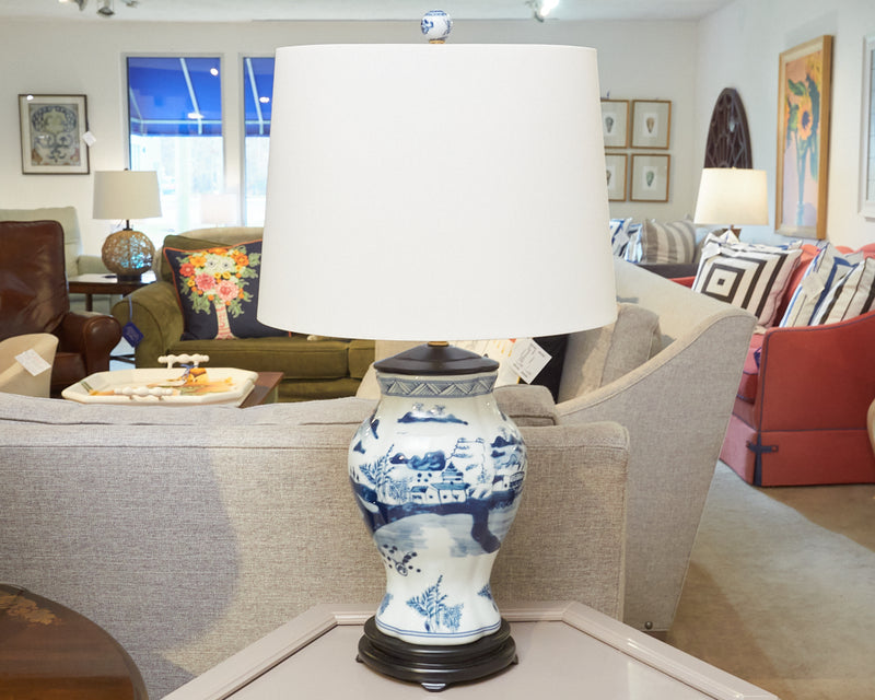 Blue & White CantonPorcelain  Table Lamp