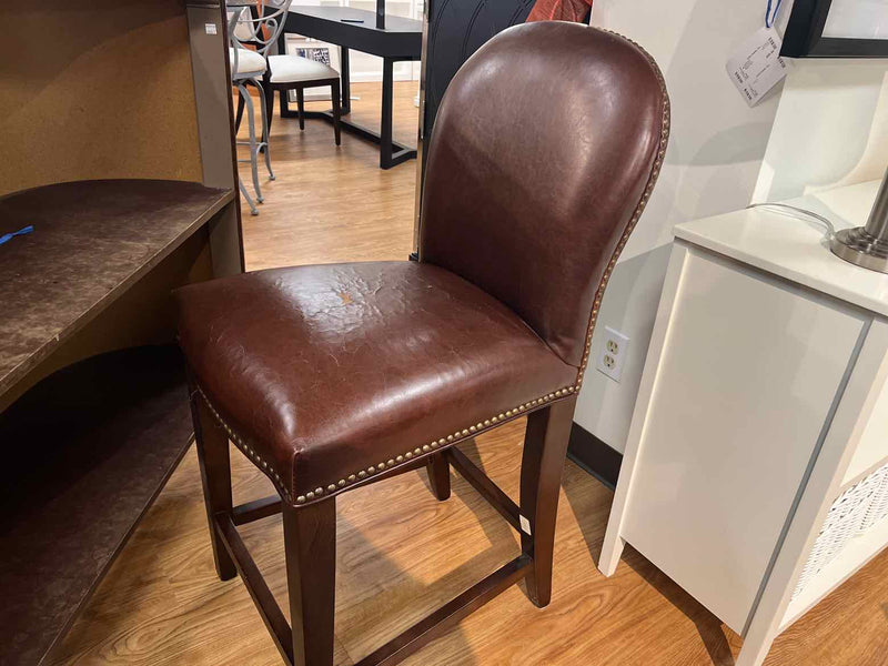 Leather Counter Stool in Medium Brown