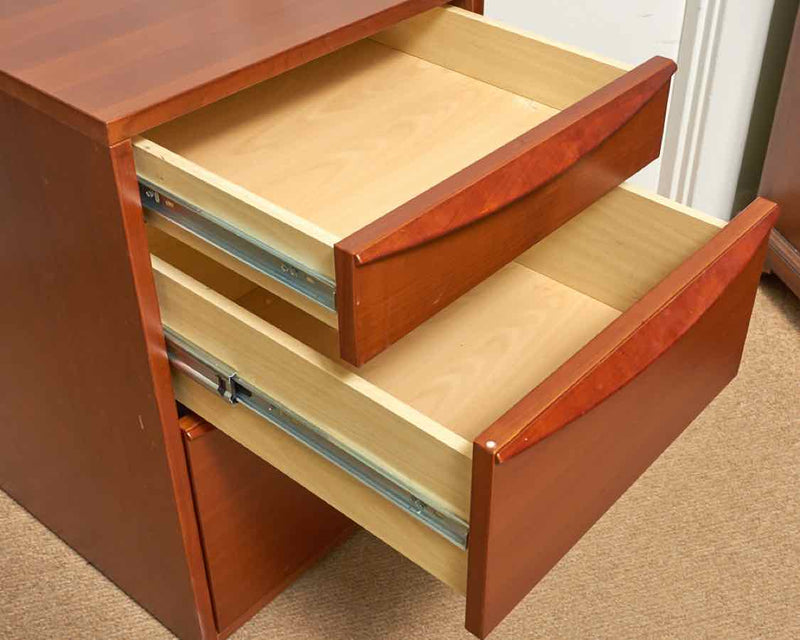 Dark Cherry 1 File Drawer Cabinet with 2 Drawers