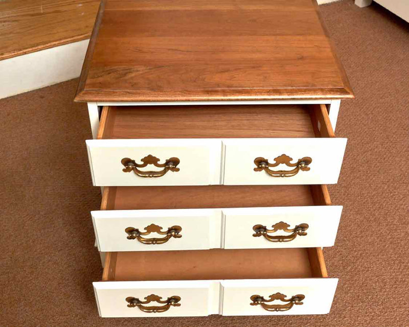 Cherry Top 3 Drawer In White Finish Side Table