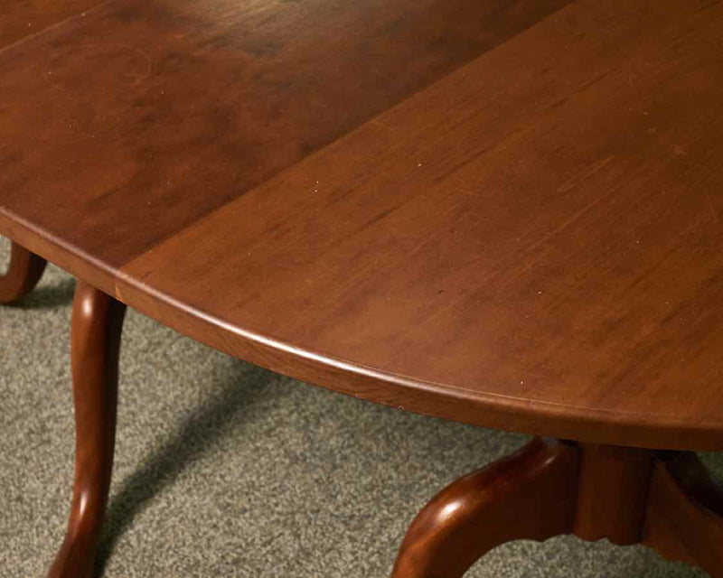 Eldred Wheeler Small Double Pedestal Dining Table in Cherry with 2 Leaves