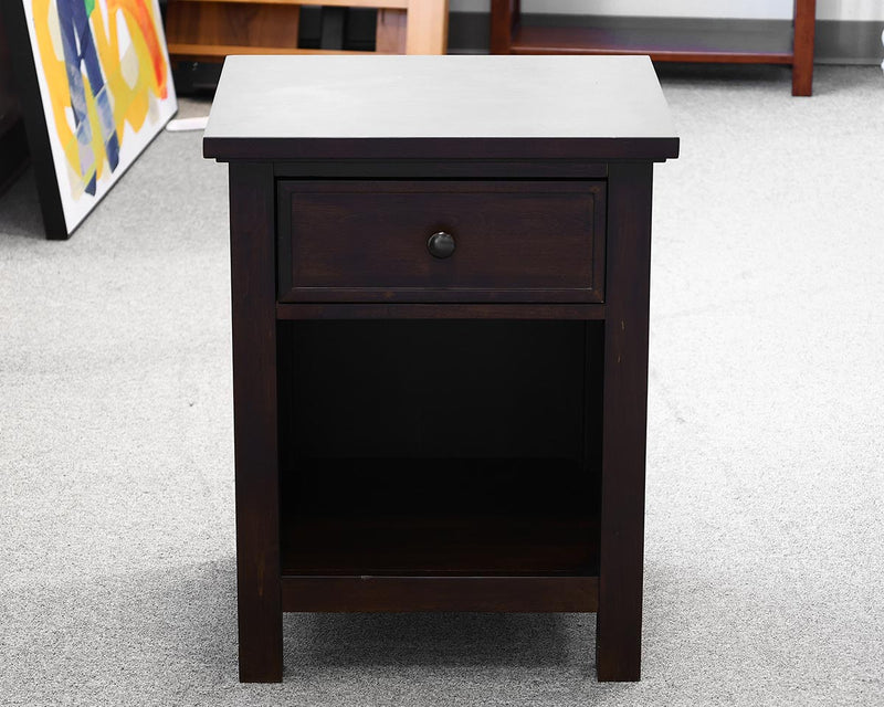 PB Kids Espresso Finish 1 Drawer Nightstand with Open Storage Compartment