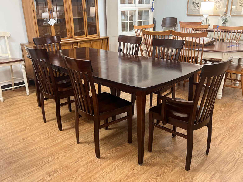 Country Woodworkers Dark Maple Dining Table w/ Set of 6 Chairs