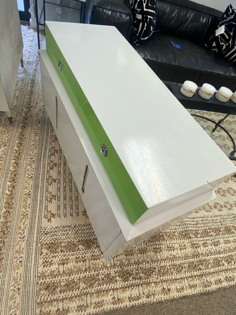 MCM White & Lime Green Accent Chest