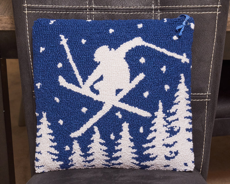 Leaping Skier Hook Accent Pillow