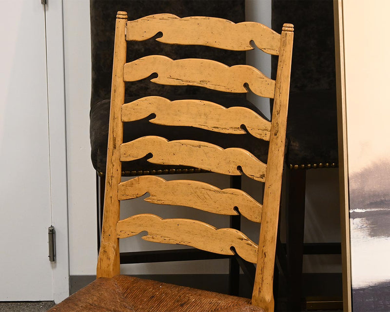 Pair of Rush Seat Ladder Back Dining Chairs