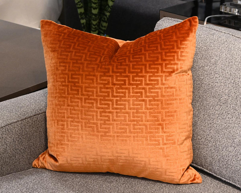 Orange Square Velvet Throw Pillow in Designer's Guild Fabric
