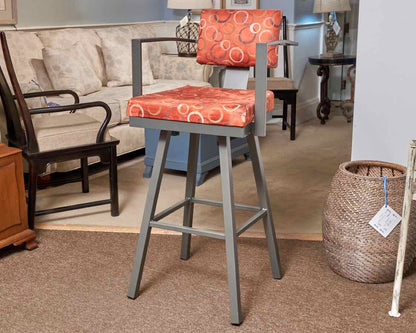 Glass Top Pub Table & 6  Upholstered Bar Chair Set