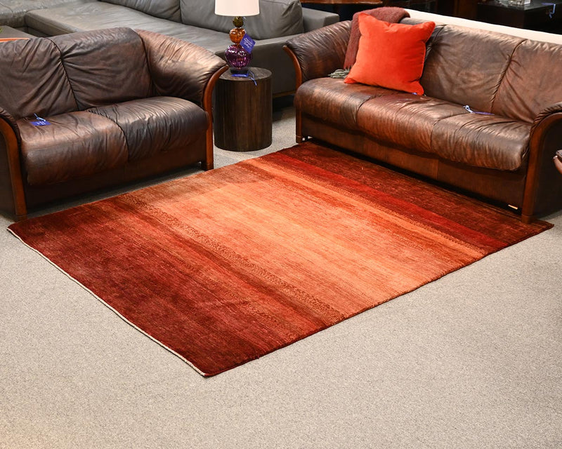 Striated 6ft x 7ft 4in Area Rug in Reds/Rusts/Persimmon Tones