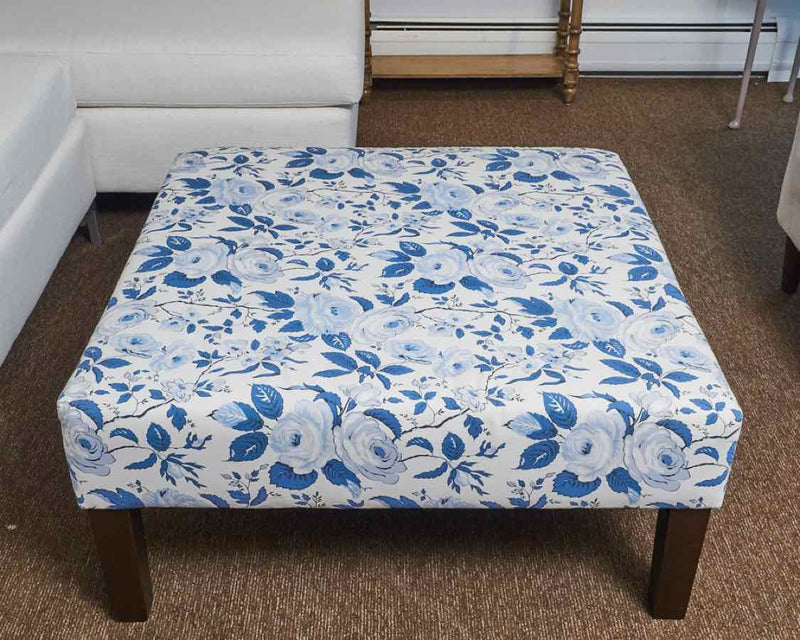 Skyline Furniture Upholstered  In Blue & White Floral  Ottoman