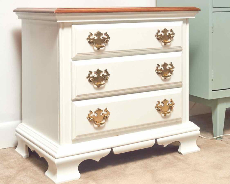 Kincaid Cherry Top White Finish 3 Drawer  Side Table