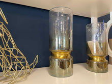 'Adriatic II' Large Glass Vase with Brushed Gold Accents