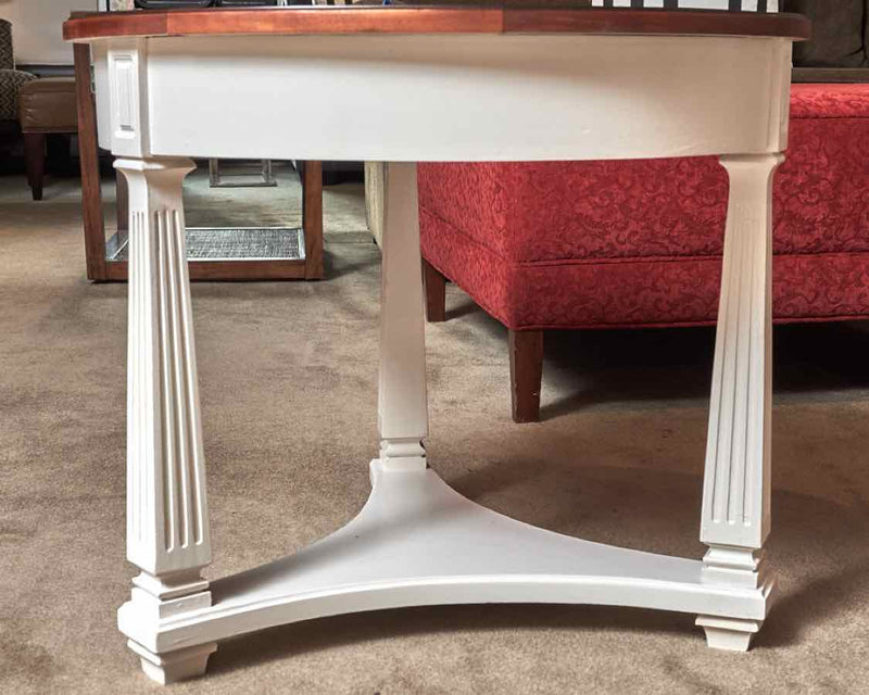 Cherry Round Top White Finish Legs Side Table