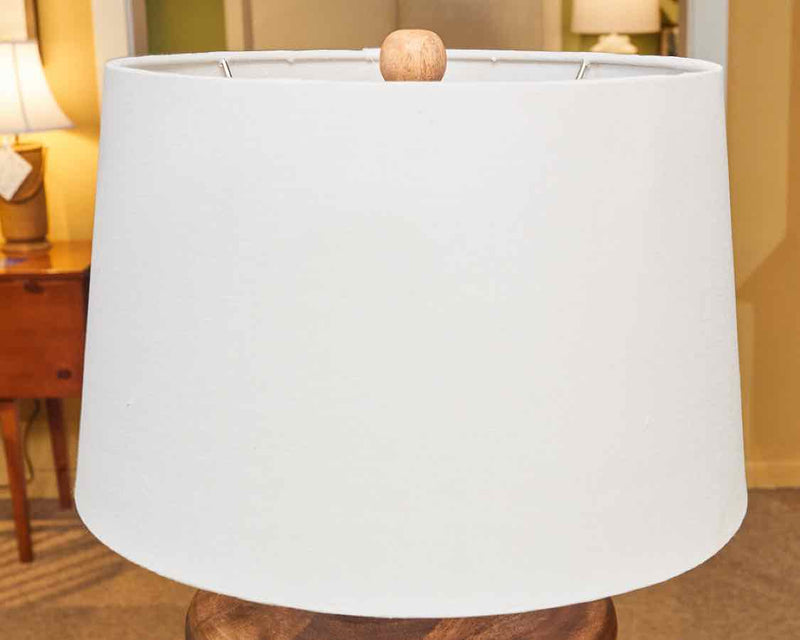 Natural Carved Wood With Painted White Accents Table Lamp
