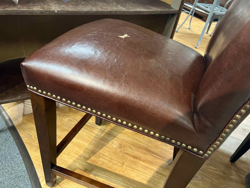Leather Counter Stool in Medium Brown