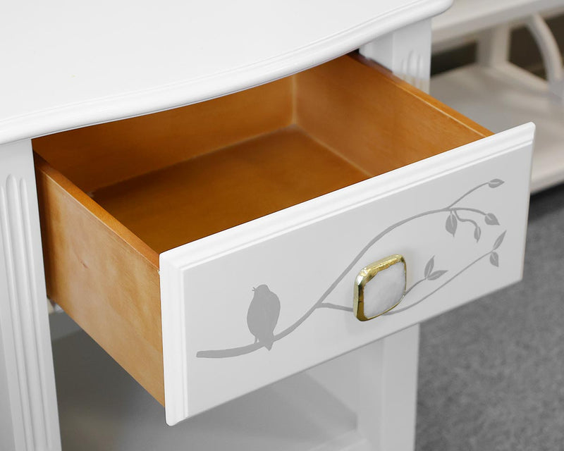White Nightstand with  1 drawer & Open Shelf