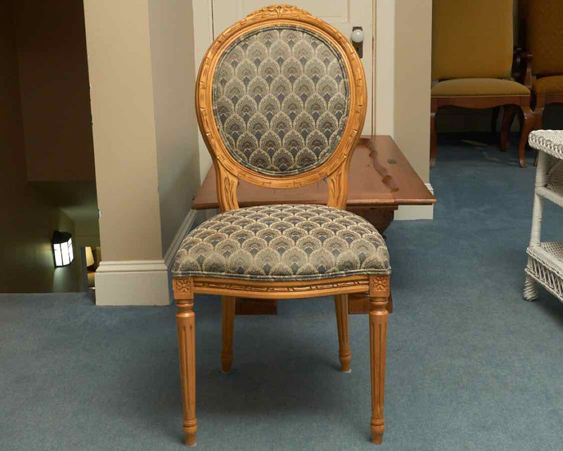 Set of 8 Kravet 'Louis XV' Style  Dining Chairs in Peacock Feather Upholstery