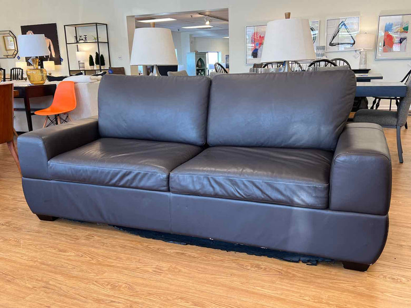 Contemporary Charcoal Leather Sleeper Sofa