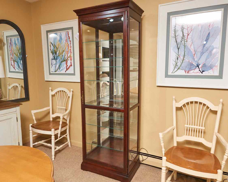 Howard Miller Cherry  Glass Door With Glass Shelves Display Cabinet