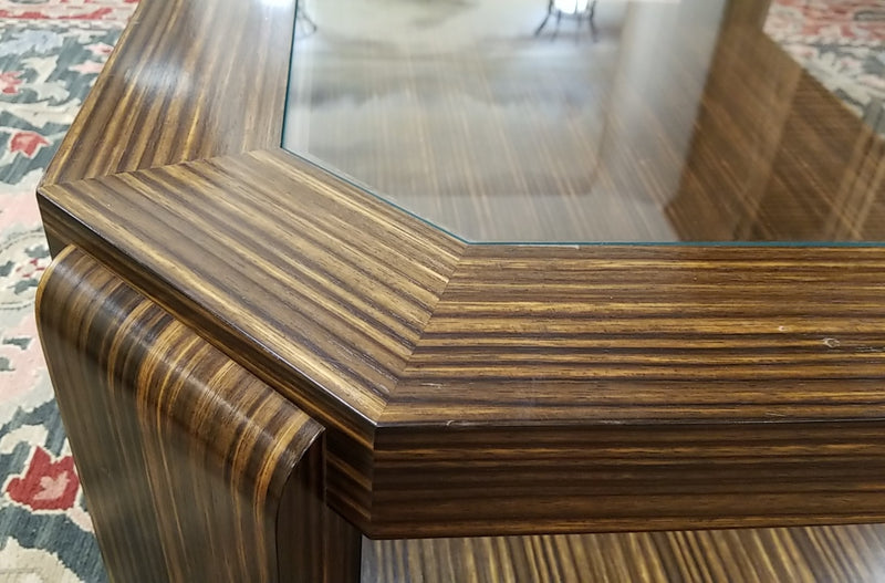 Zebra Wood Cocktail Table w/ Glass