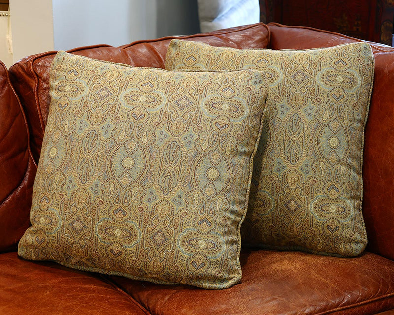 Pair of Gold & Sage Green  Pasily Accent Pillows