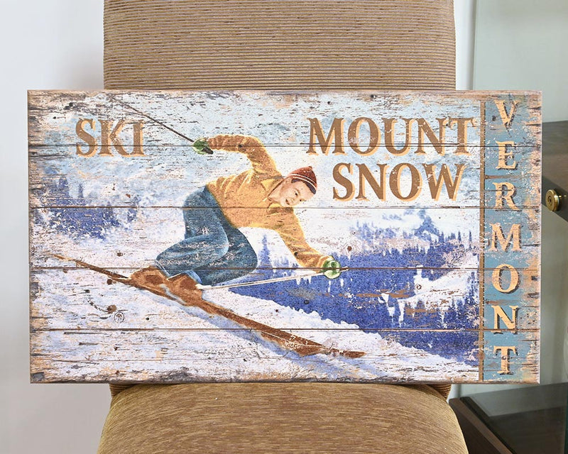 Reproduction Vintage Ski Sign: Ski Mount Snow  Vermont
