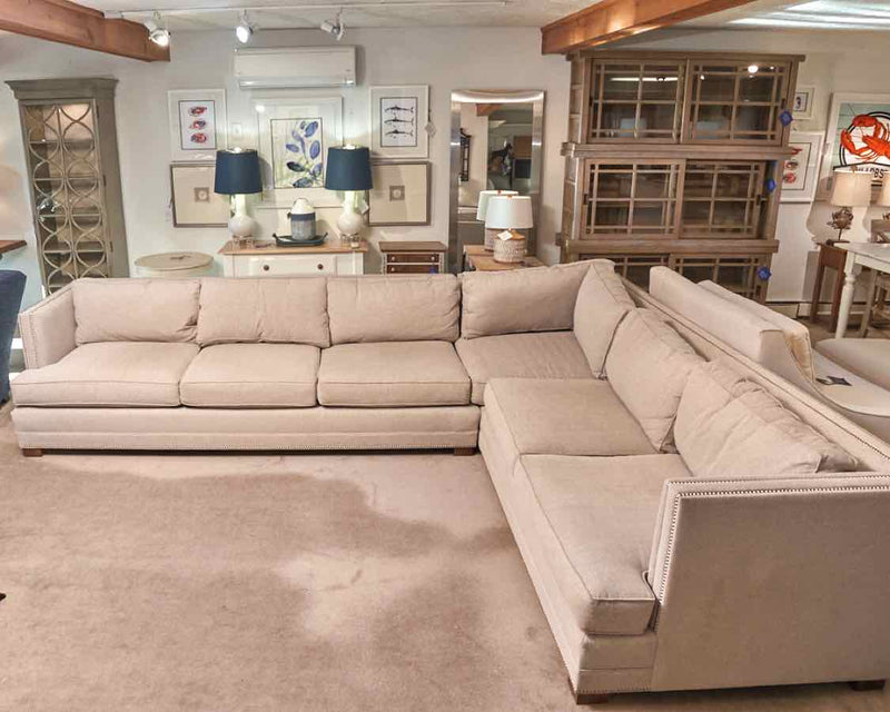 Mitchell Gold + Bob Williams Dove Gray With Nickel Nailhead Trim  Sectional