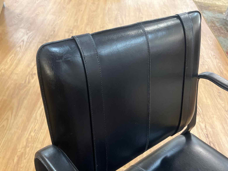 Restoration Hardware Black Leather Buckle Chair