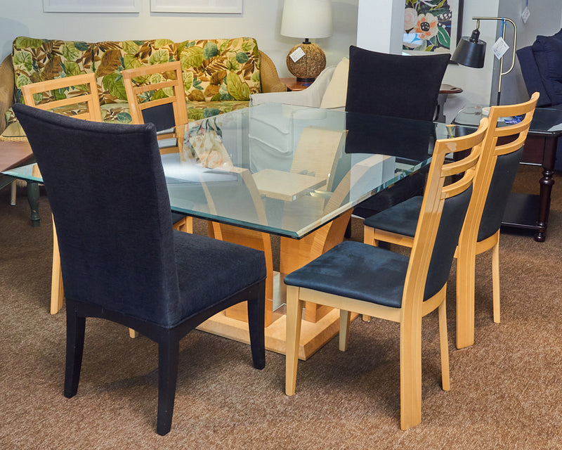 Lexington Furniture Contemporary Glass Top Table & (6) Chair Sets