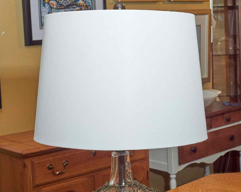 Cayos Clear Glass Netting Table Lamp Includes White Shade