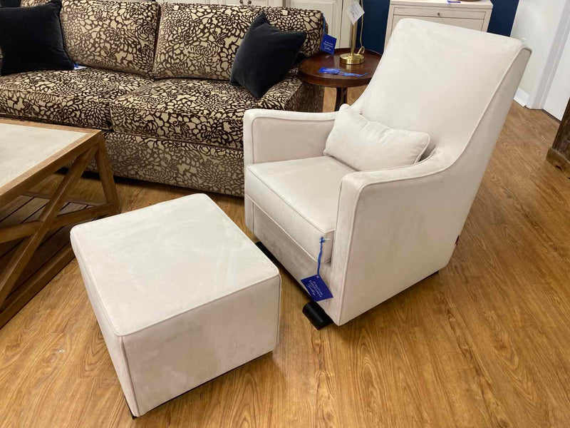 Monte  Microfiber Glider and Ottoman in Ultrasuede