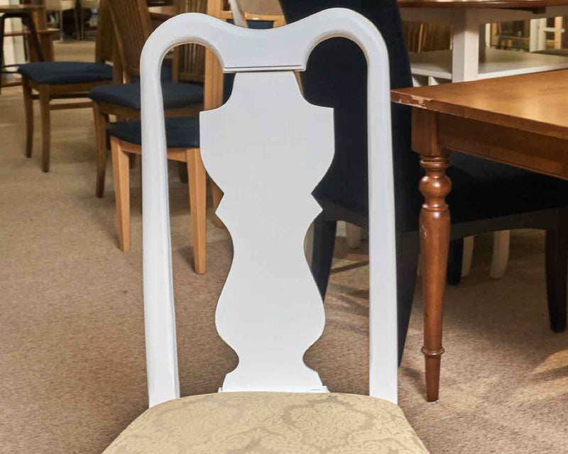 Set Of 2 Arm 2 Side Ivory Painted Dining Chairs