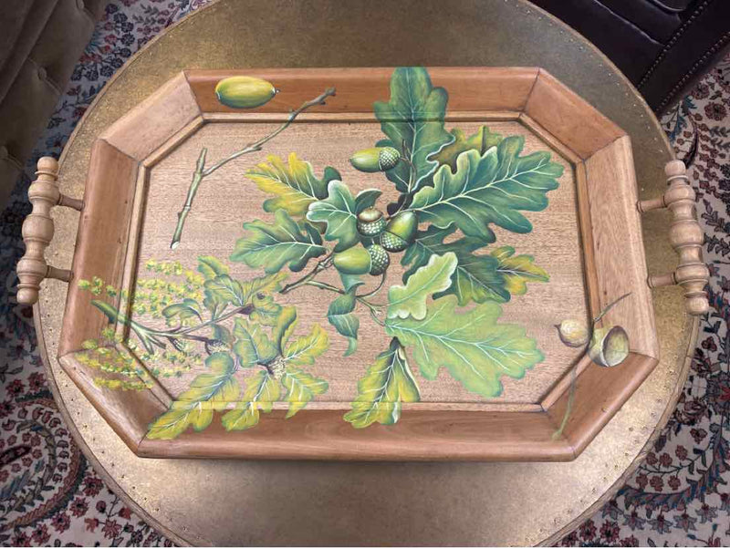 Victorian Octagonal Tray with Oak Leaf