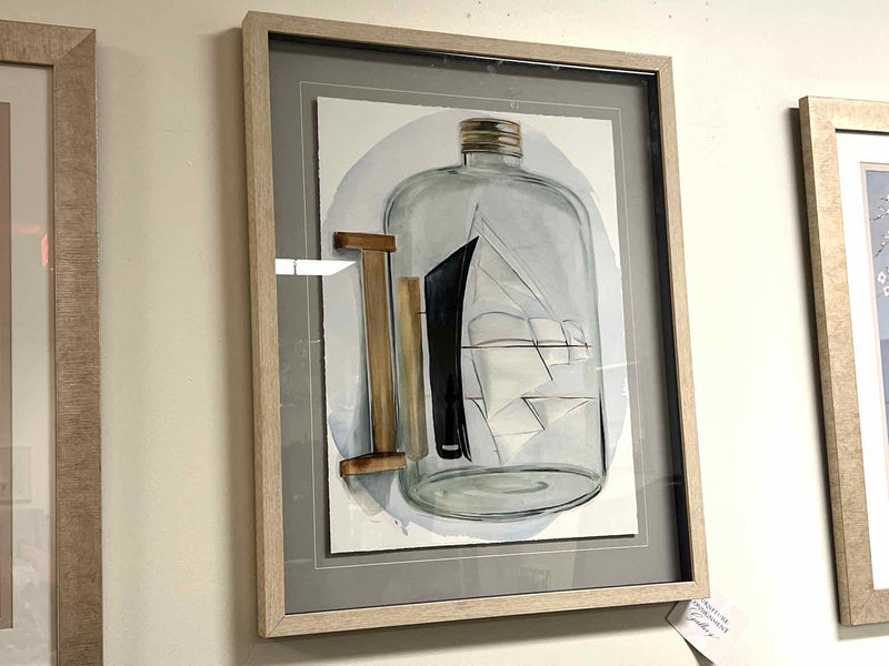 'Sail the Seas II' Ship in a Bottle Framed Print