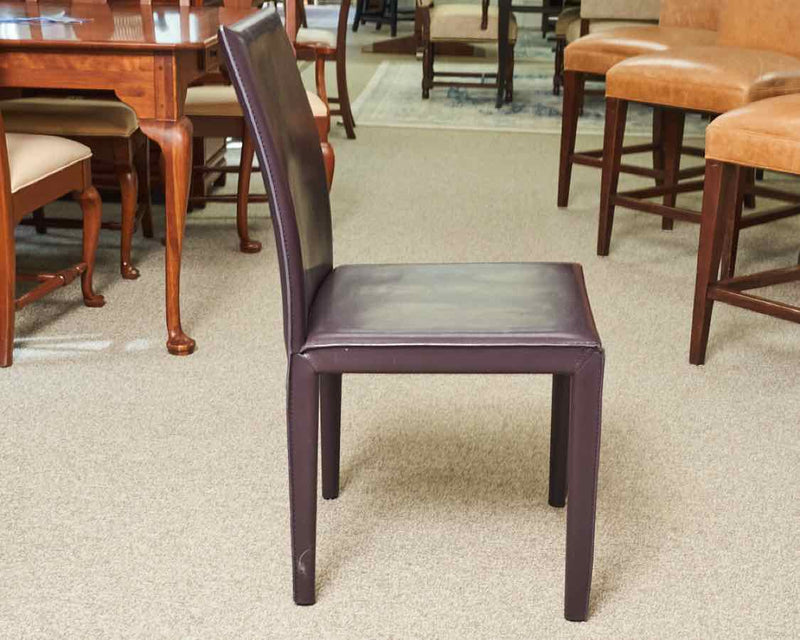 Set of 6 Crate & Barrel Folio Viola Top-Grain Leather Dining Chairs
