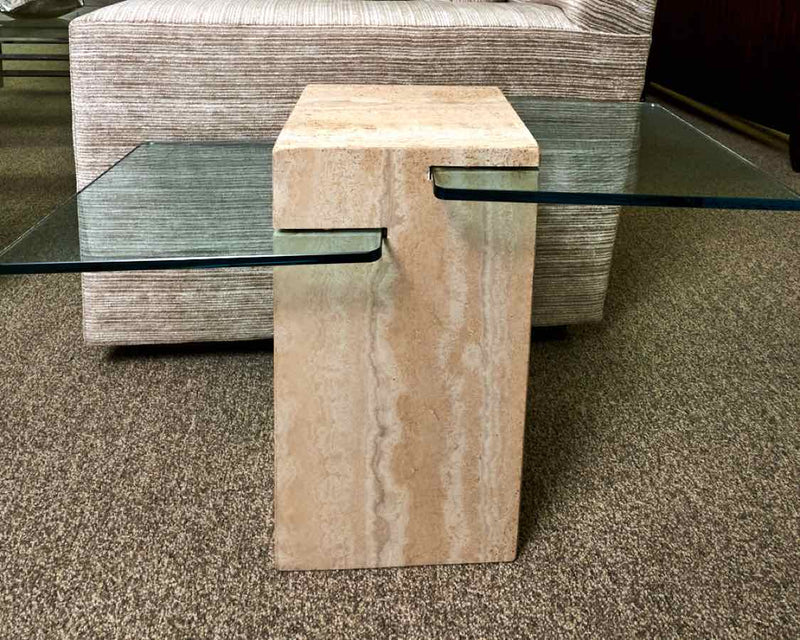 Contemporary Marble & Glass Side Table