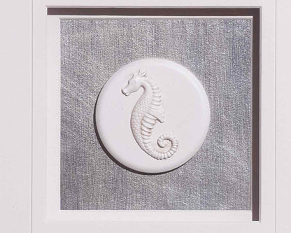 Seahorse Intaglio Double Matt In Black Frame