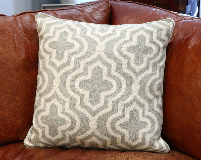 Ivory & Sage Green Wool Accent Pillow