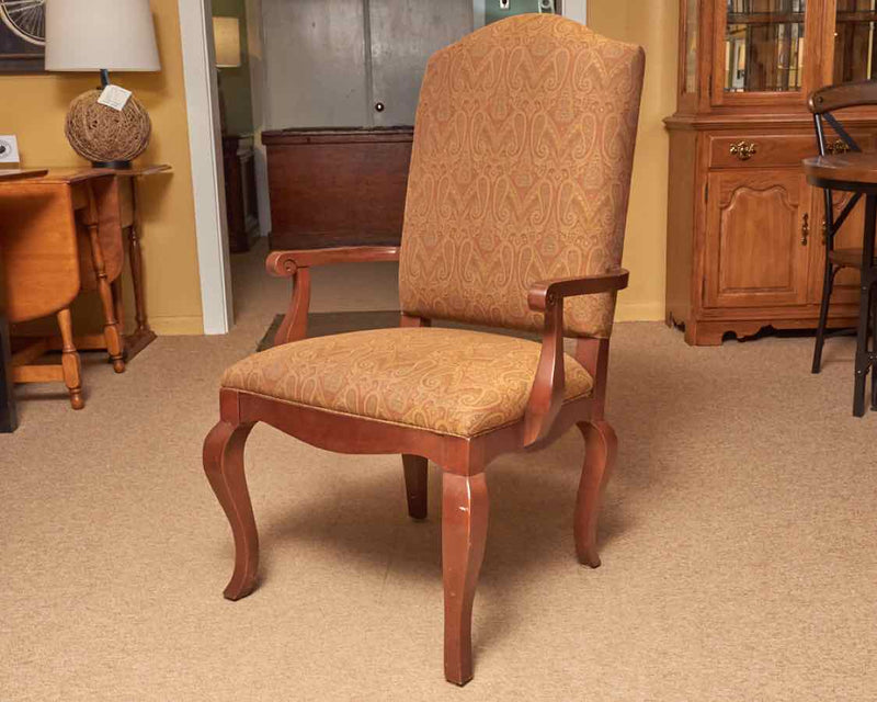 Set Of 6 Ethan Allen 2 Paisley Arm & 4 'Golden Rod' Upholstered i Dining Chairs