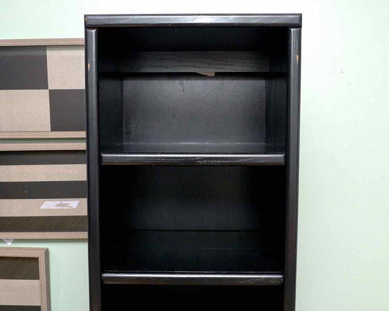 Black Finish 4 Shelf 2 Door Bookcase
