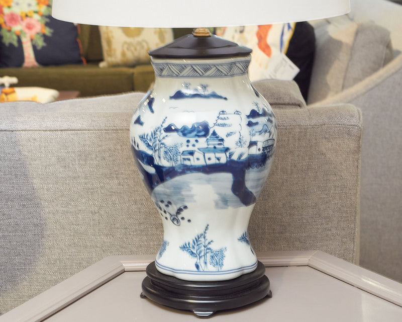 Blue & White CantonPorcelain  Table Lamp