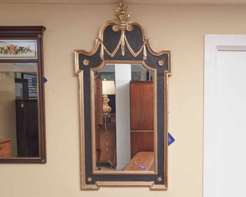 Black & Gold Finish Regency Style Wooden Mirror